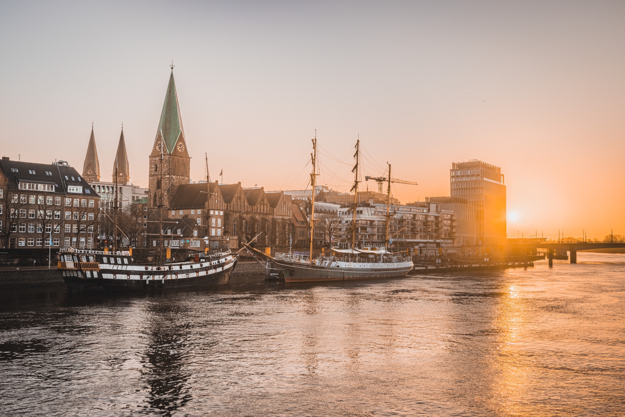 Bremen schlachte weser sonnenaufgang