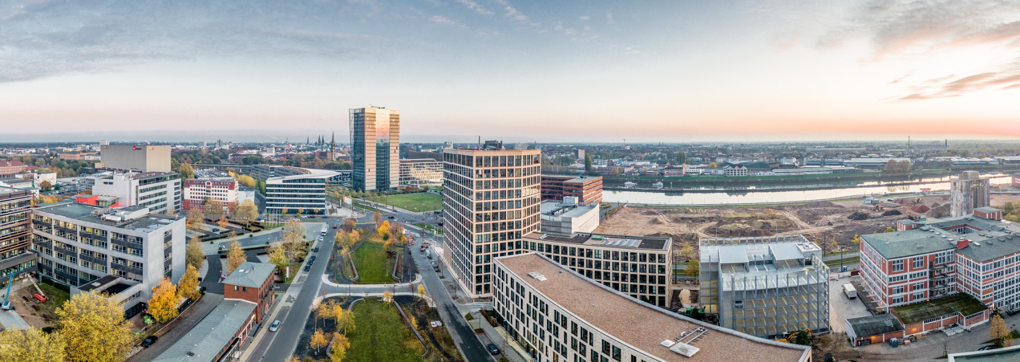 Bremen ueberseestadt luftaufnahme